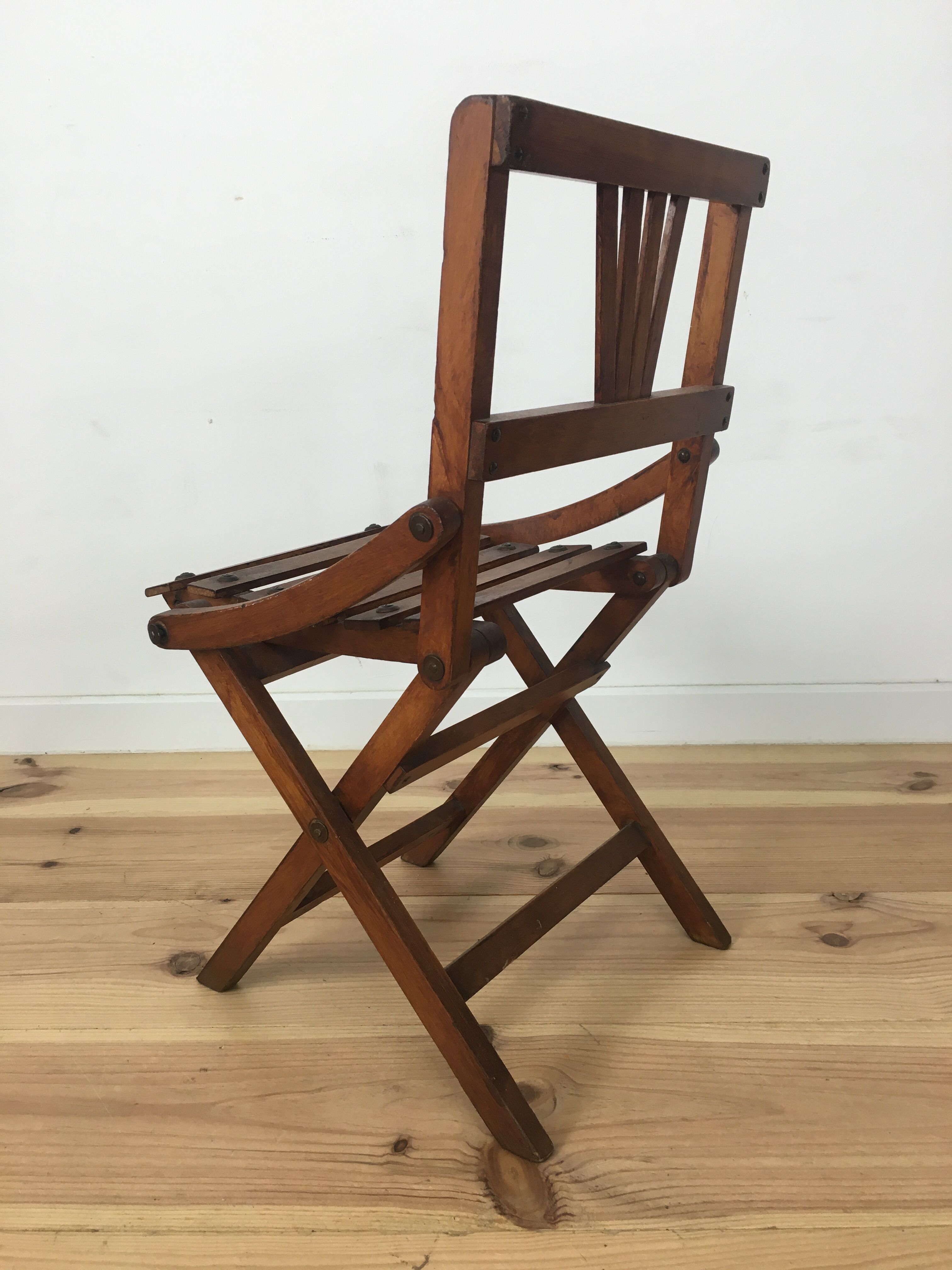 Children's folding chair in wooden slats