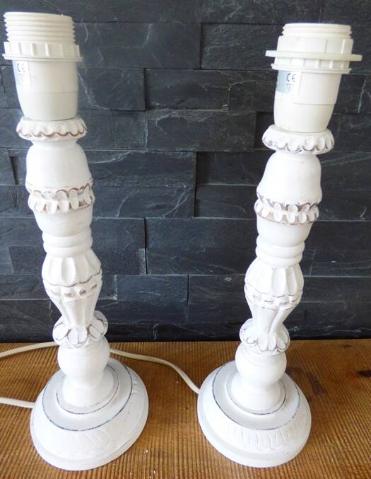 Set of 2 wooden lamp bases
