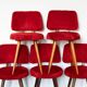 Set of 5 wooden chairs with red Pelfran moumoute