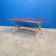 Table basse pied bambou doré et formica palissandre 1972