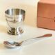 Vintage Silver-Plated Metal Egg Cup and Spoon for Birth