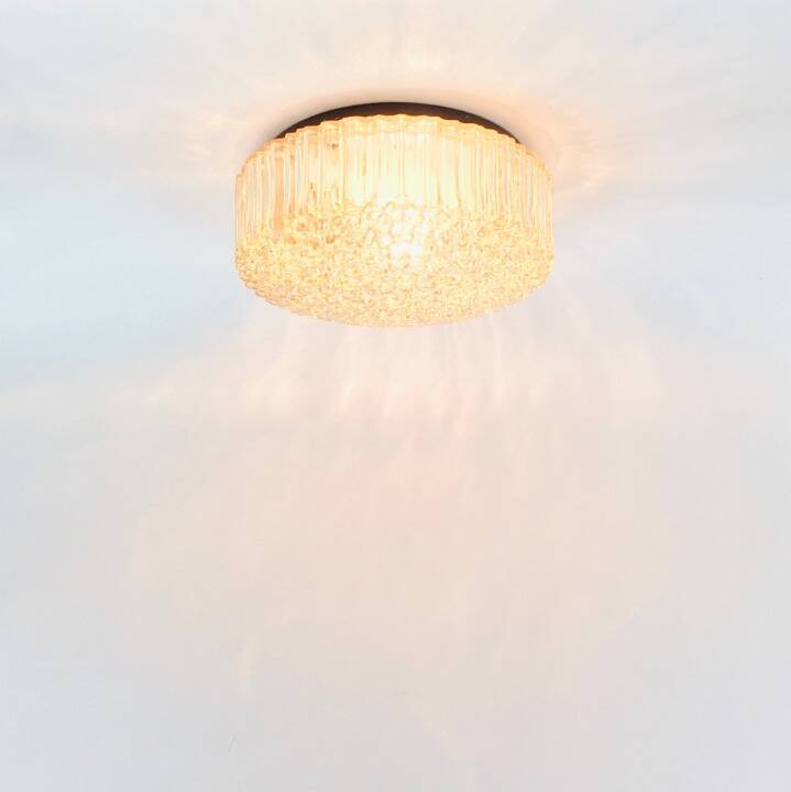 Plafonnier/Plafonnier Mid-Century en Verre Bullé Ambré par Helena Tynell pour Limburg, Allemagne, 1970