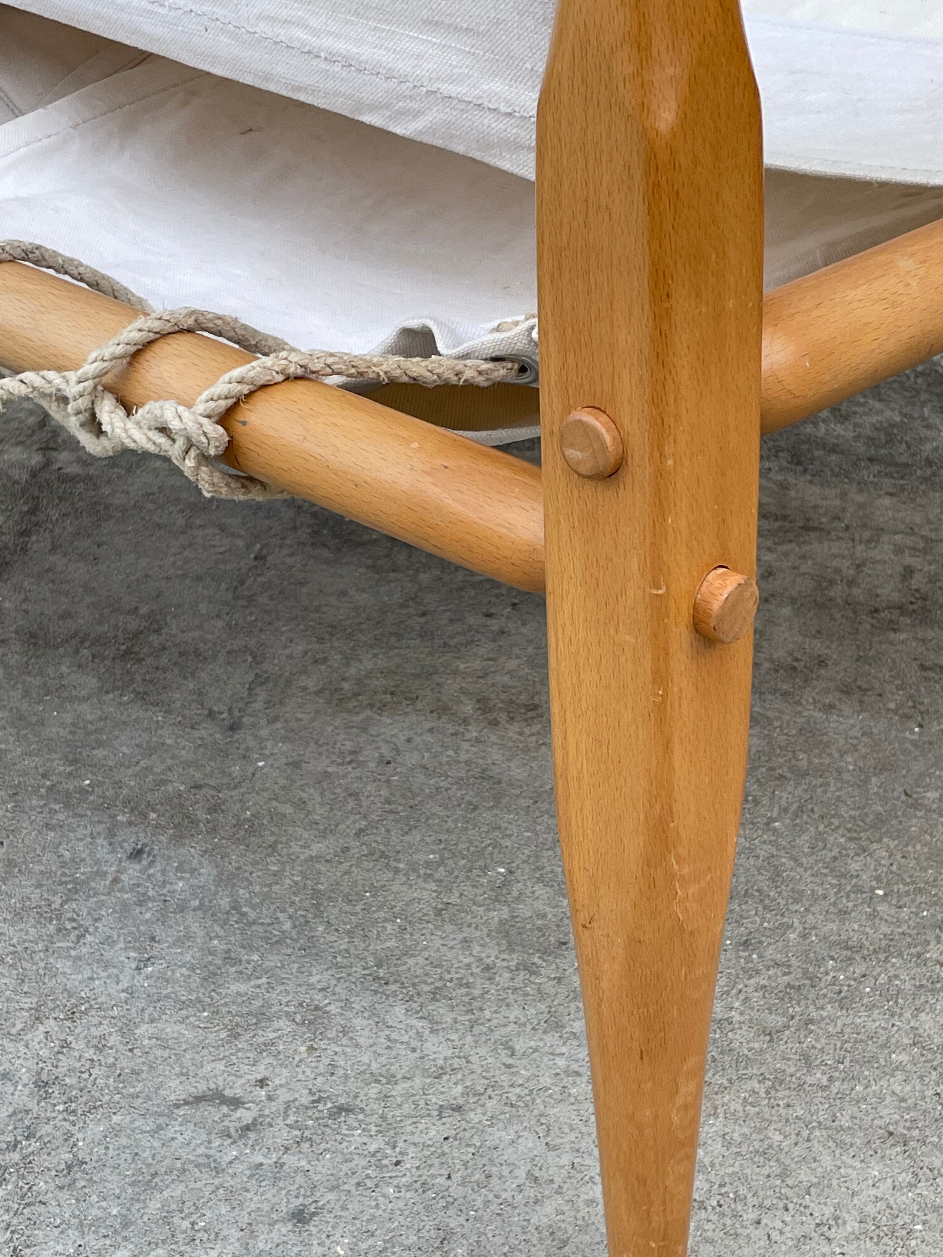 Vintage safari chair 1960s Denmark with canvas minimalist design