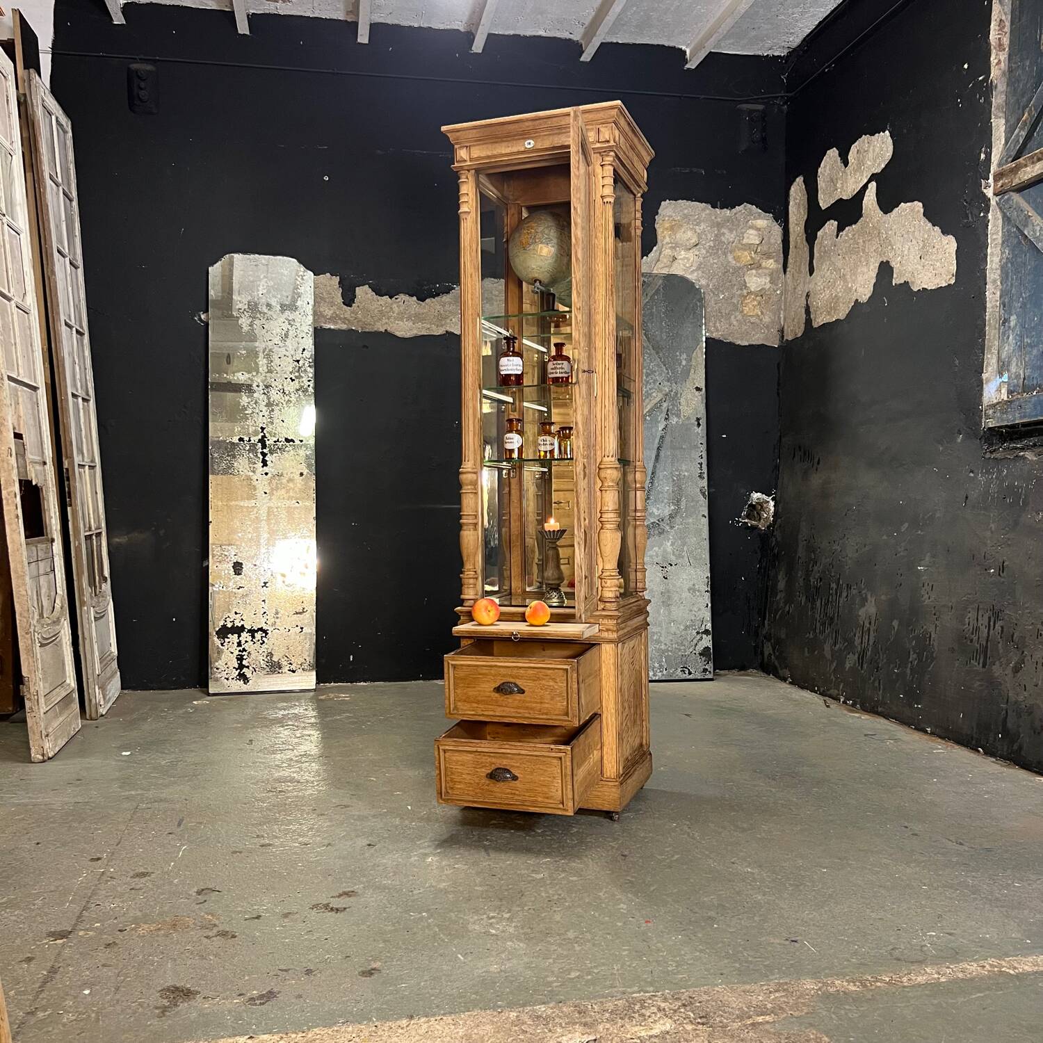 1920 oak museum display case