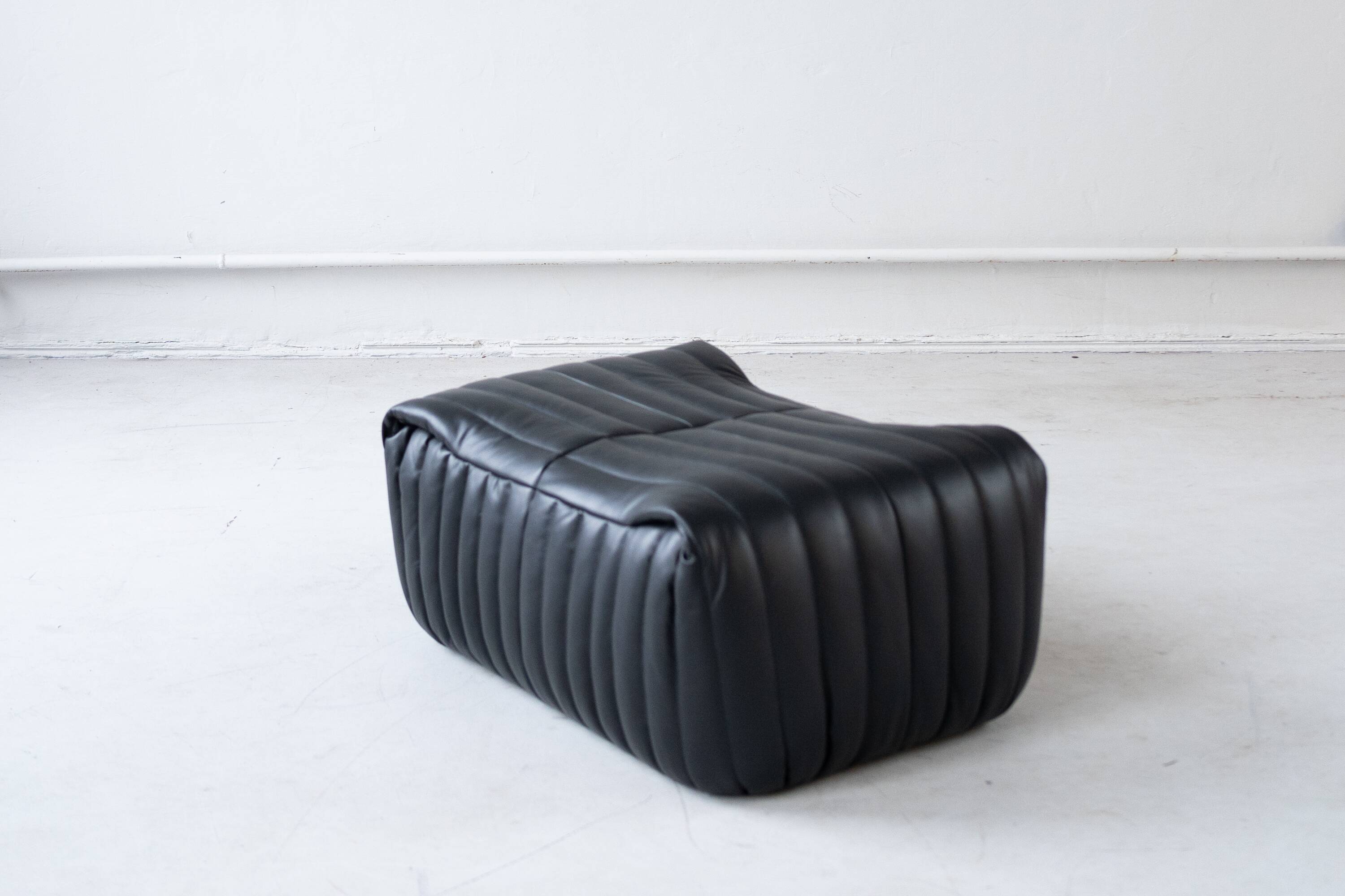 Canapé Sandra en Cuir Noir par Annie Hieronimus pour Ligne Roset, 1973, Set de 6