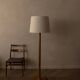 Vintage Scandinavian pine floor lamp with fabric shade