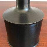 Black Ceramic Bottle Vase by Franco Bucci, Pesaro, 1970s