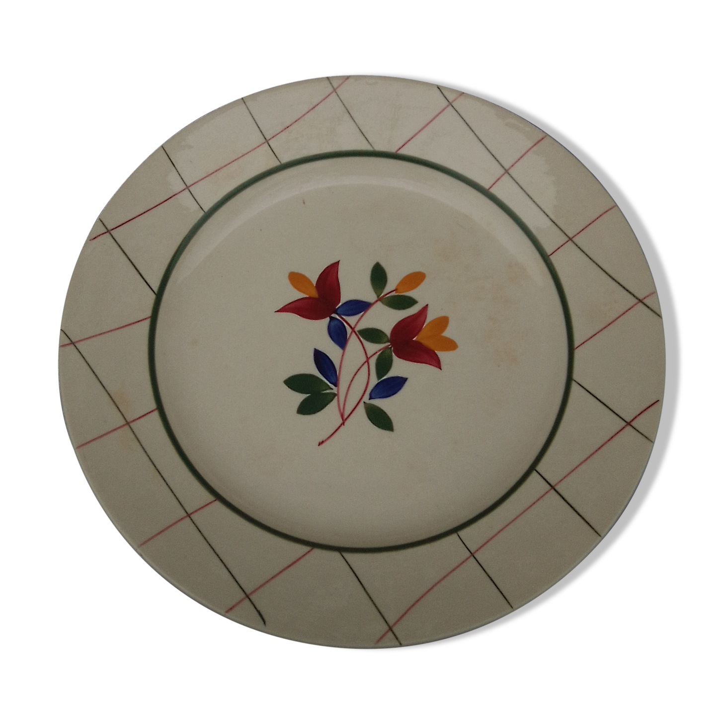 Round dish in Gien earthen earthen model Tamaris diam 28.5 cm