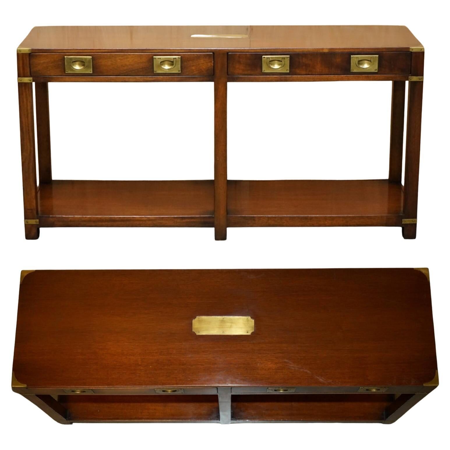 Kennedy Harrods military campaign console with two drawers