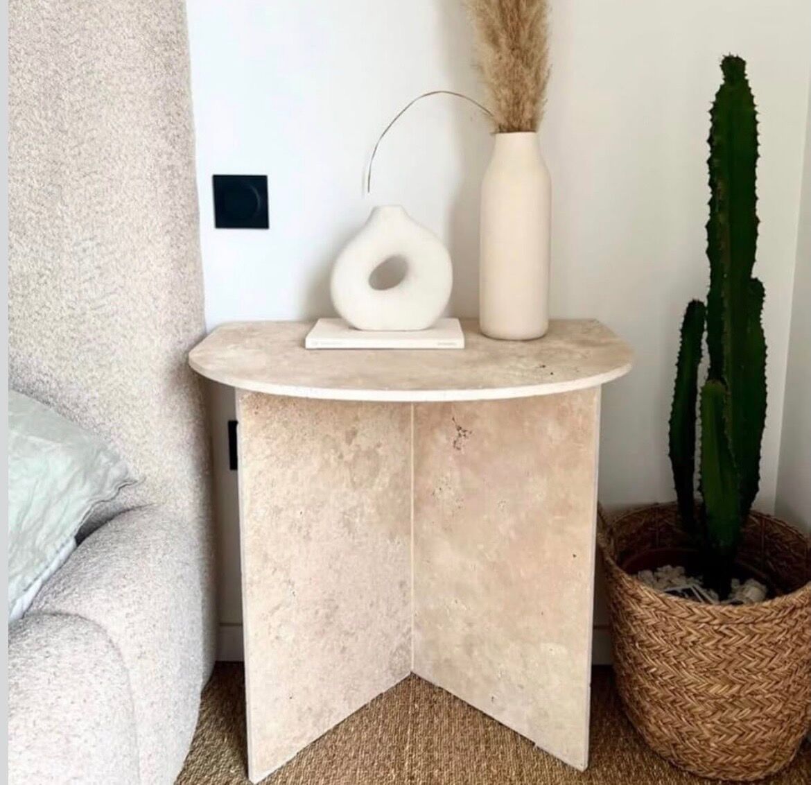 Travertine bedside table