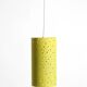 1950s pendant lamp in perforated metal, mustard yellow, by Ernest Igl