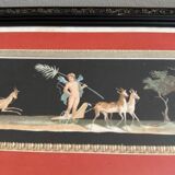 Gouache or watercolor depicting scenes from Pompeii at the end of the 19th century