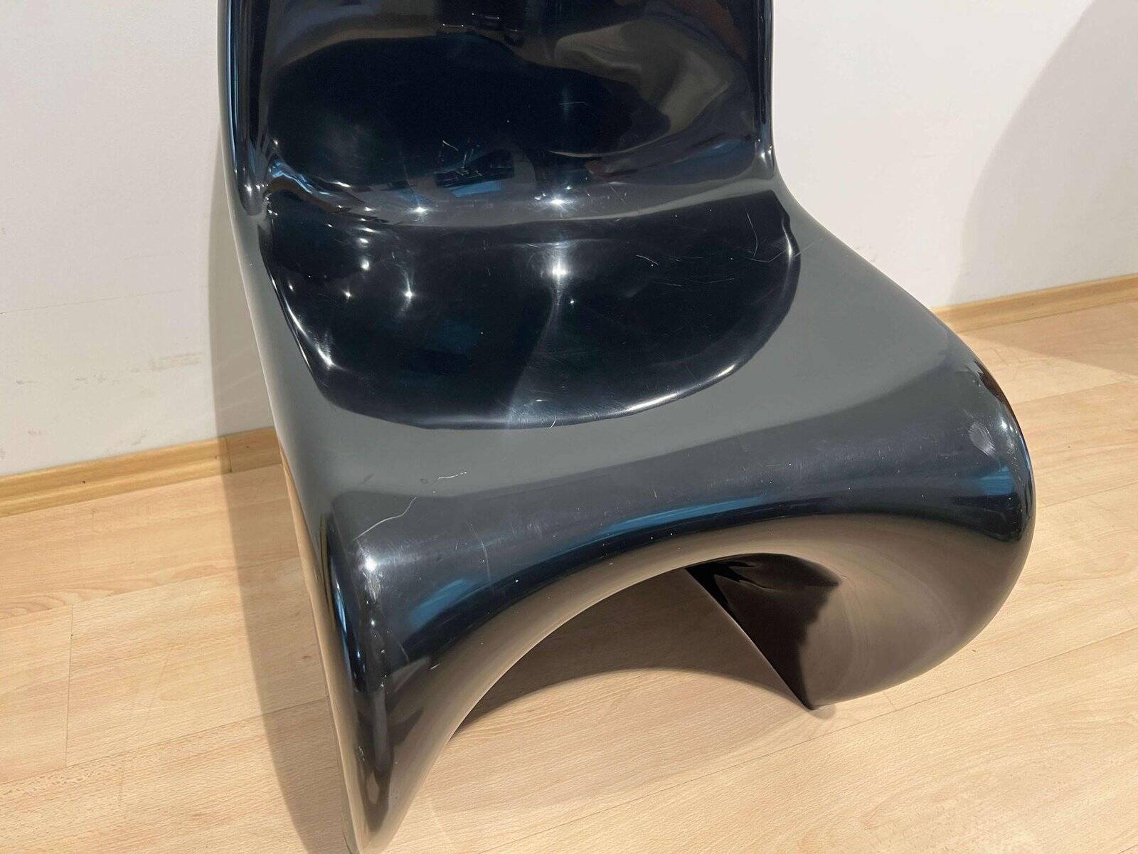 Panton Cantilever Chair in Black Pu by Verner Panton, Germany, 1971