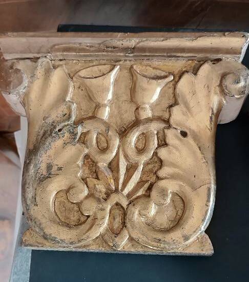 Antique pair of carved and gilded wooden friezes