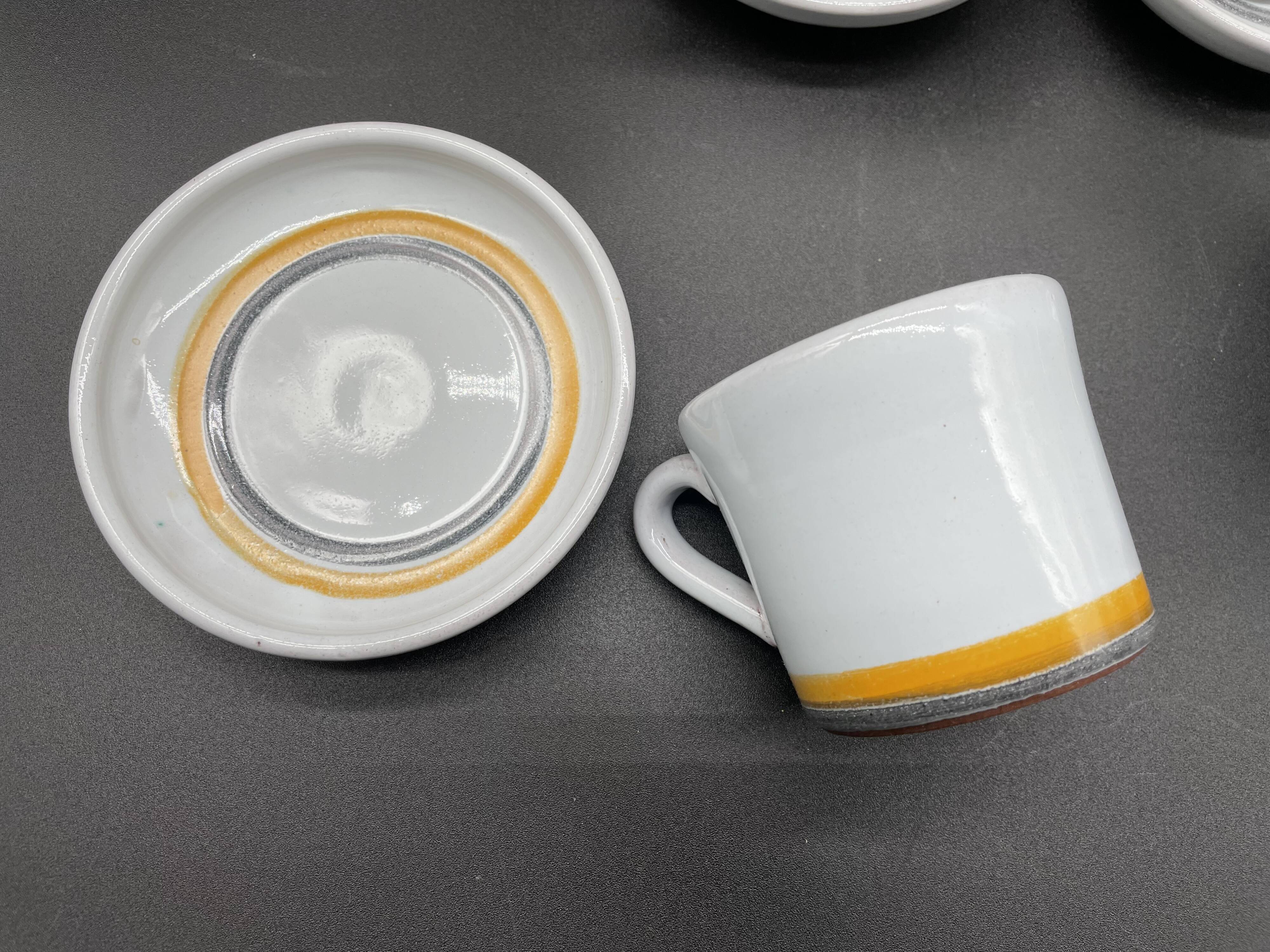 Vintage 1960s coffee service in ceramic, modernist design.