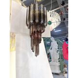 Smoked and Clear "Quadriedro" Cascade Chandelier Murano Glass