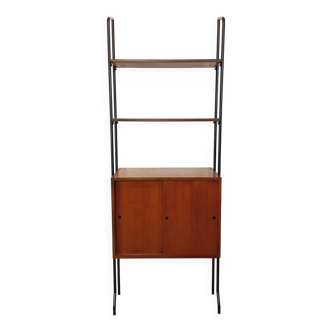 Bibliothèque étagère italienne modulable vintage en teck et métal des année