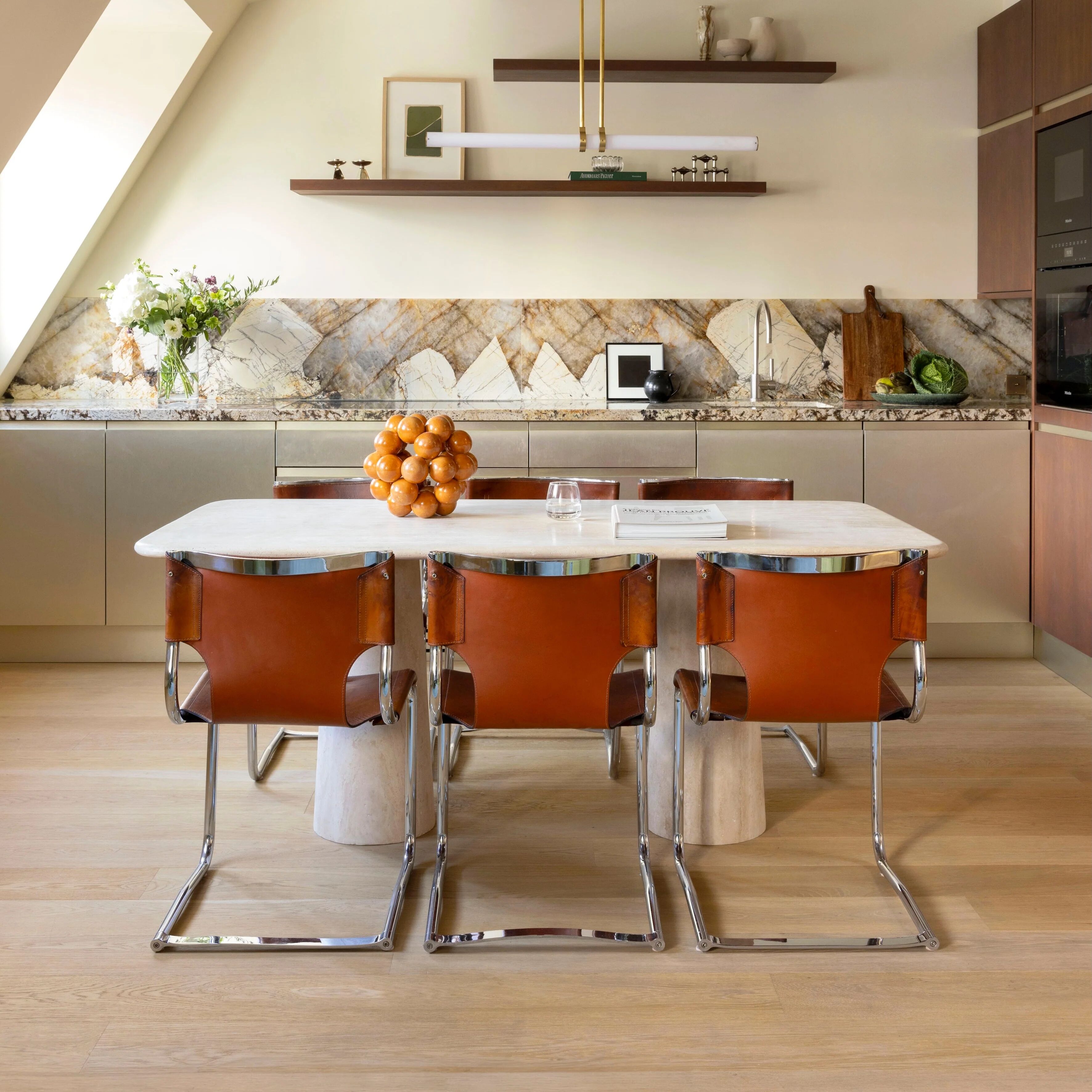 Angelo Travertine rectangle dining table