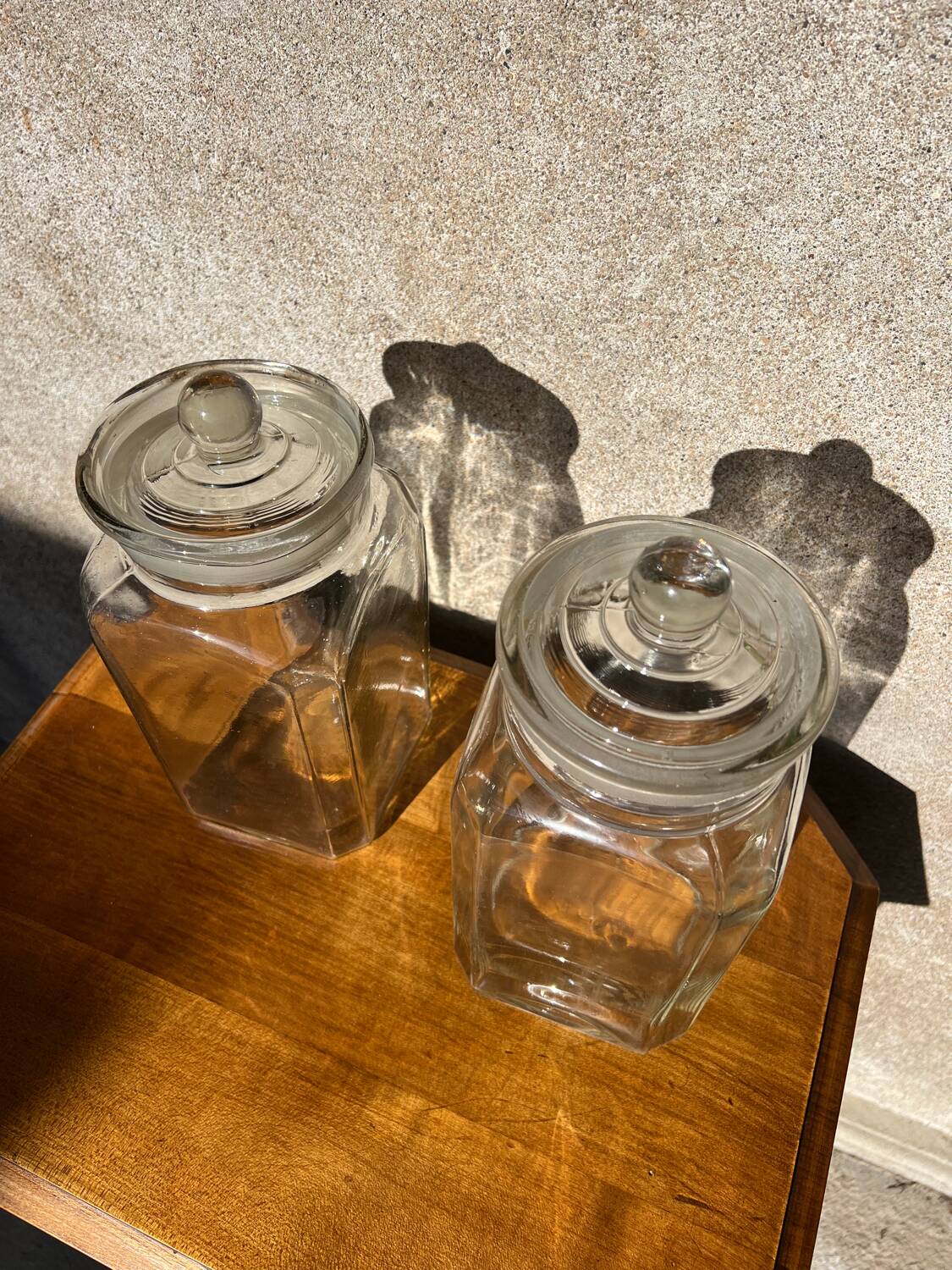 2 vintage glass jars