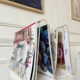 Vintage 70s Plexiglas magazine rack