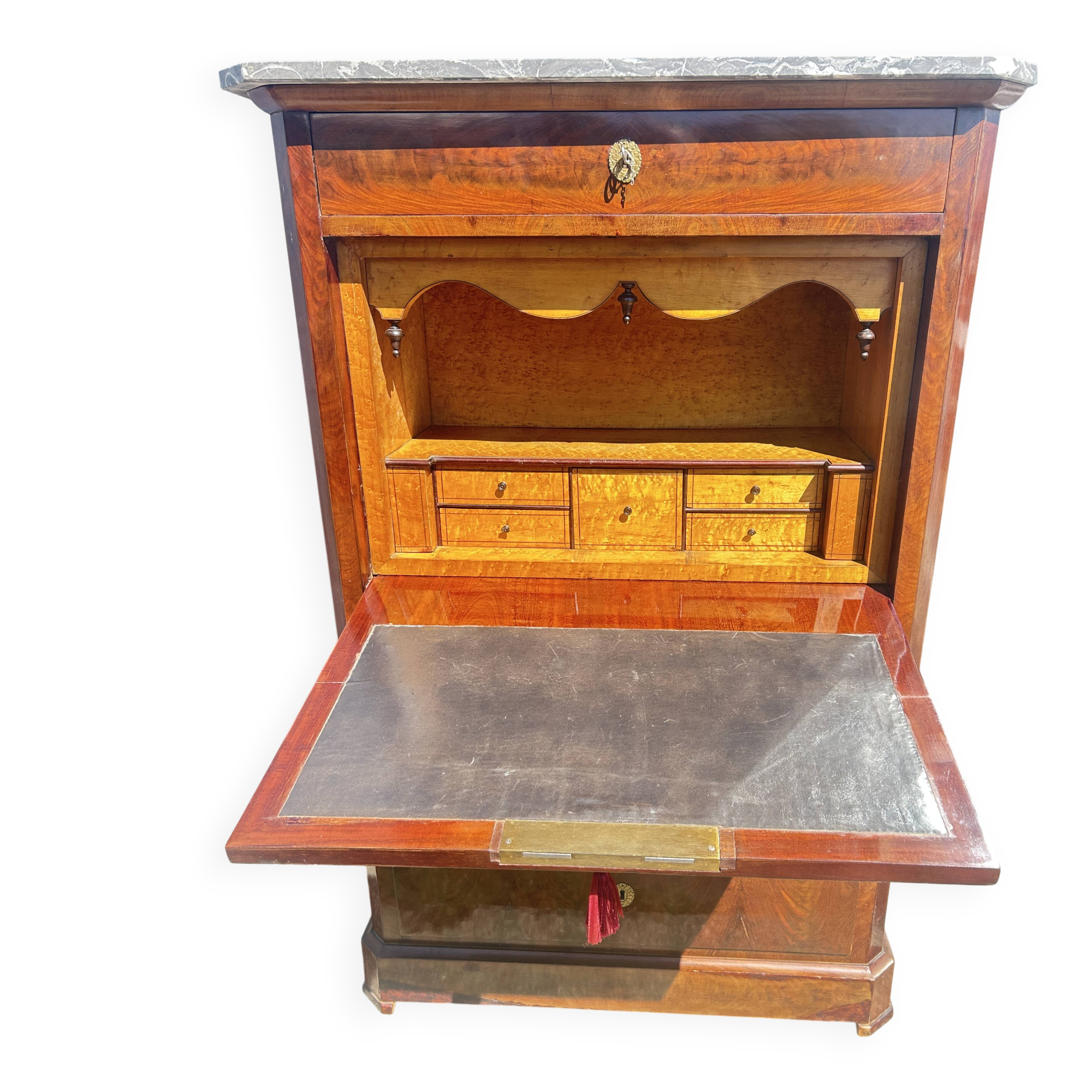 Mahogany drop-leaf secretary, Louis Philippe