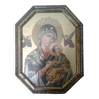 Frame under glass Mary and the Child Jesus