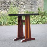 Vintage formica bistro table, wooden base side table