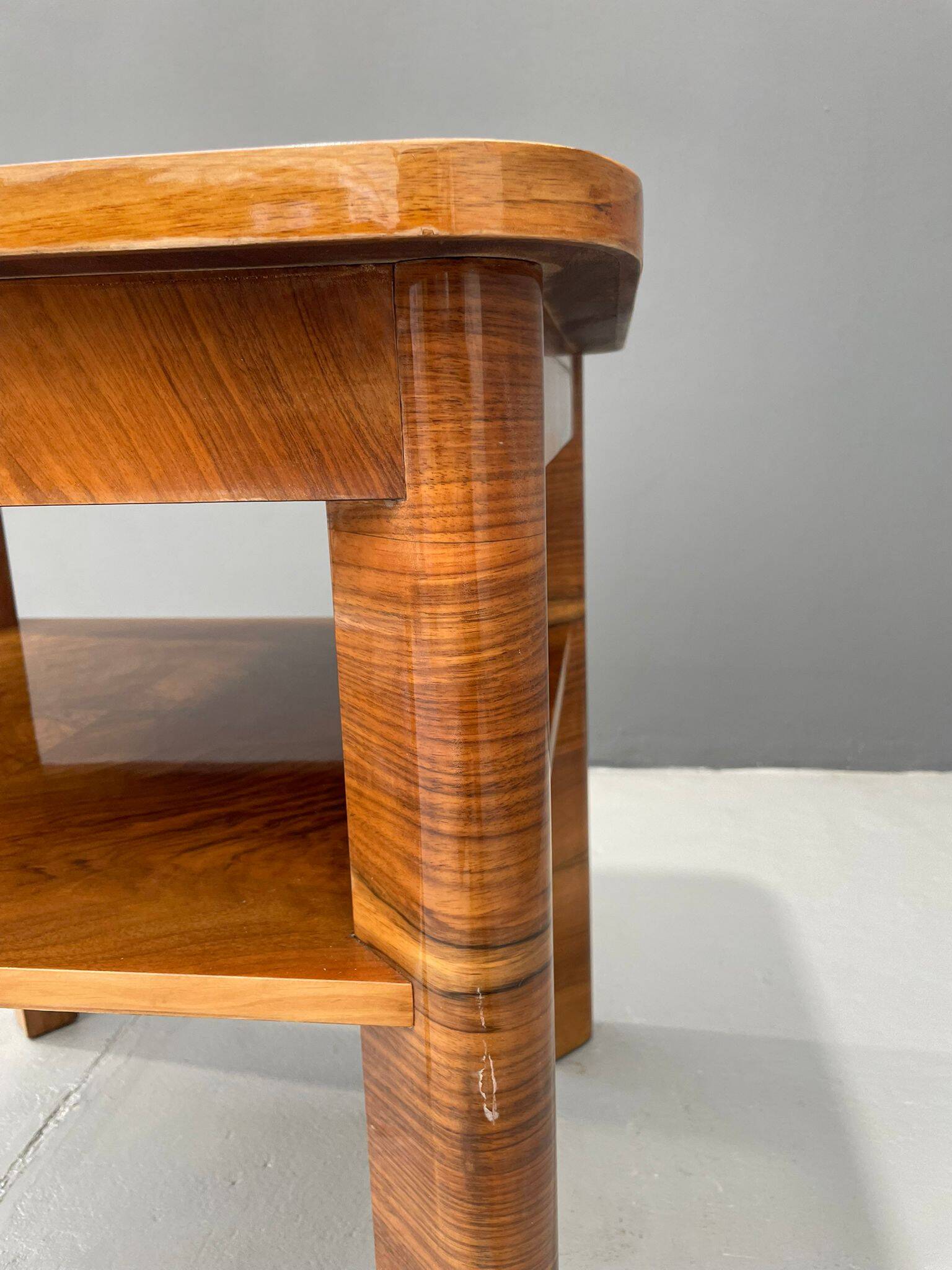 Table basse Art déco à deux niveaux en chêne massif, années 1930