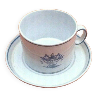 Chocolate Cup / Saucer White glazed terracotta Flower basket decor