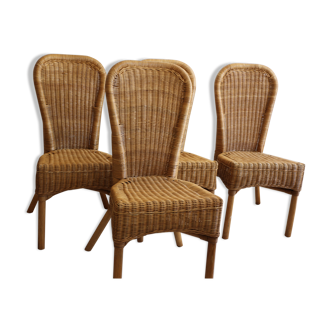 Set de 4 chaises en rotin
