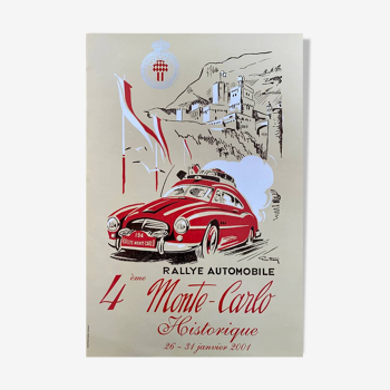 Affiche originalz 4e Rallye Historique Monte Carlo 2001 - Petit Format - On linen