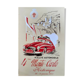 Affiche originalz 4e Rallye Historique Monte Carlo 2001 - Petit Format - On linen