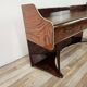 Burl wood dressing table with double glass shelf