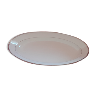 Oval dish in Chatres porcelain on expensive. Matte silver net.