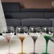 Set of 6 round stemmed glasses. Bohemian crystal. Floral twisted stem.
