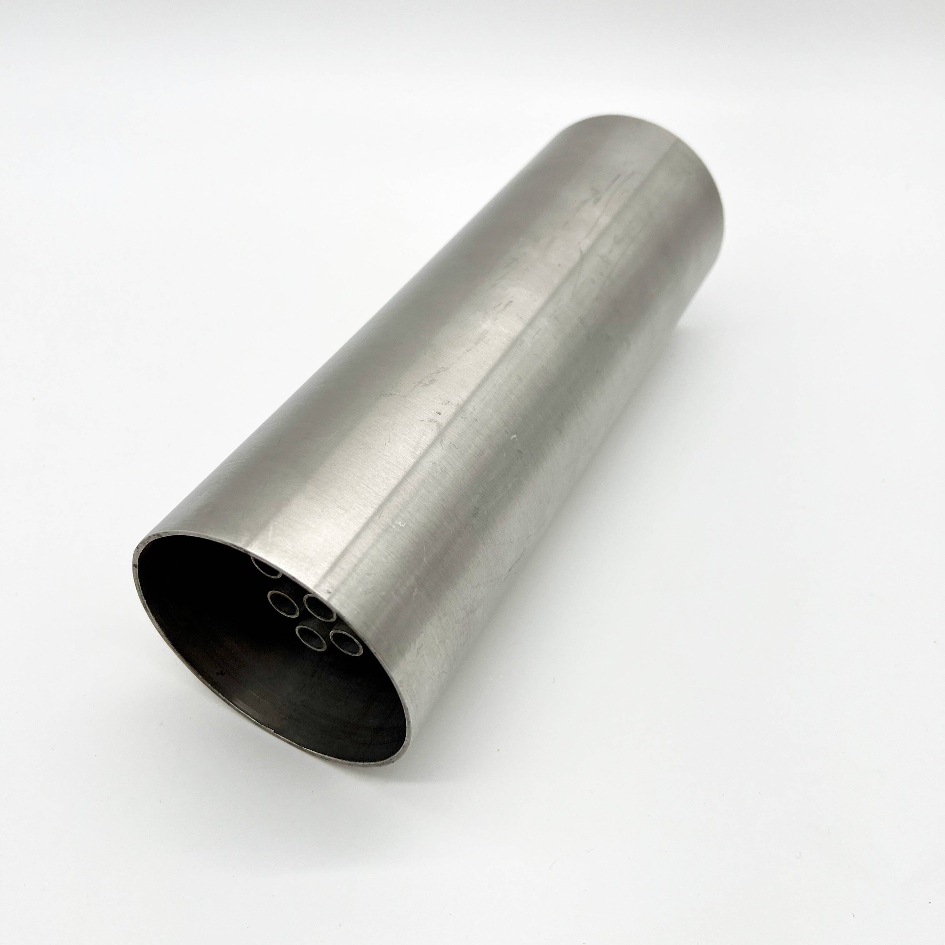 Roll vase / built-in flower stick – brushed aluminum, 1970s