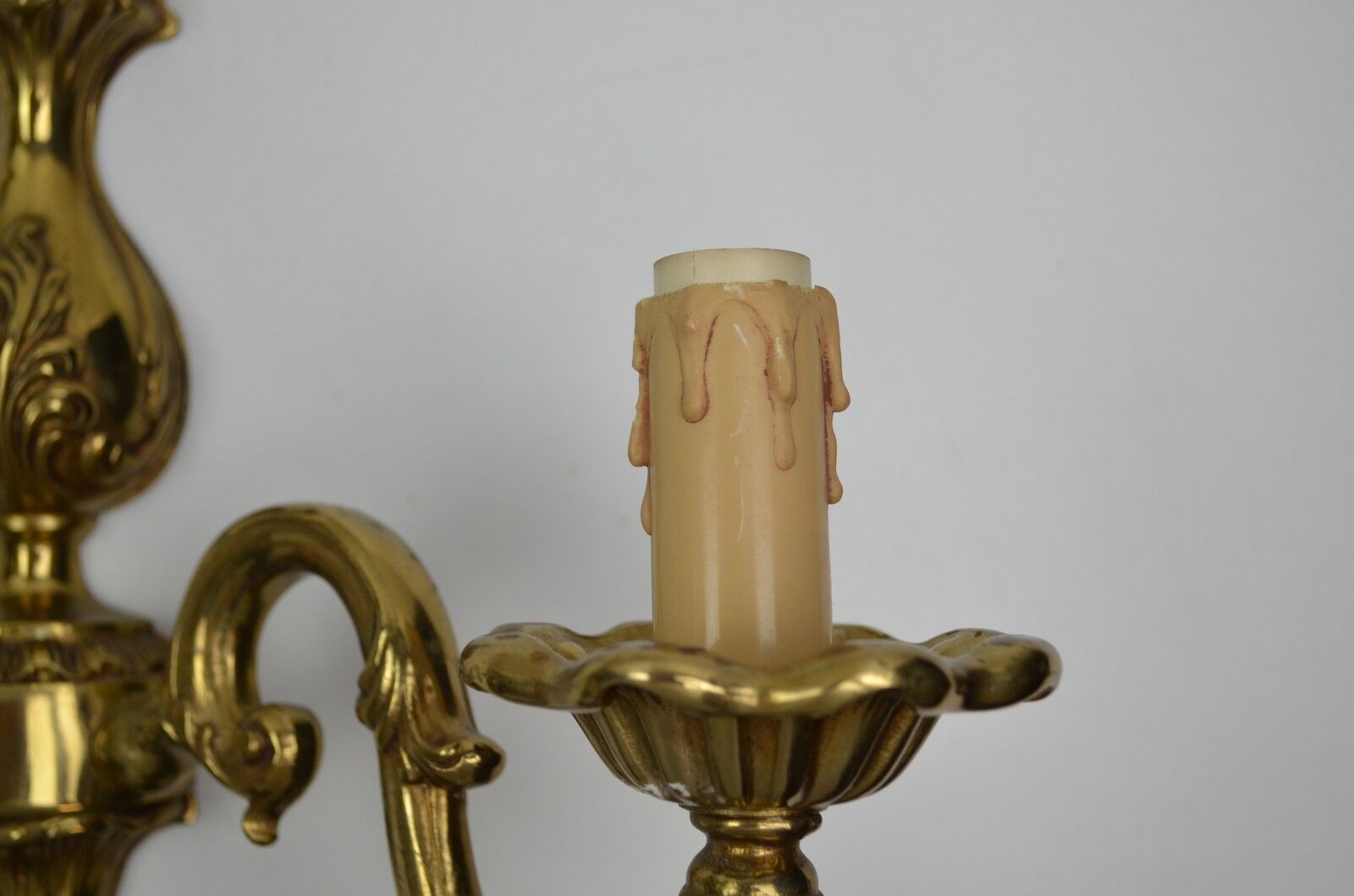 Pair of wall lamps with two lights in Louis XV style bronze