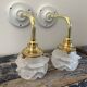 Paire d’appliques murales vintage en verre fleurs