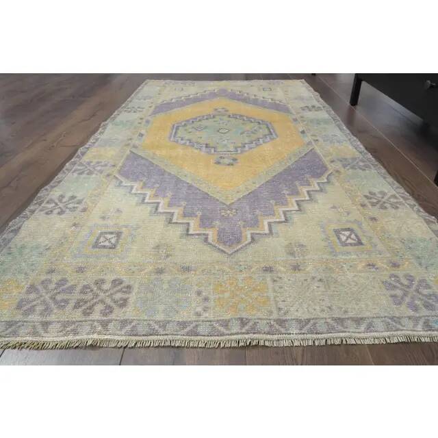 Vintage Turkish Oushak Handmade Wool Cotton Orange Area Rug 103x189