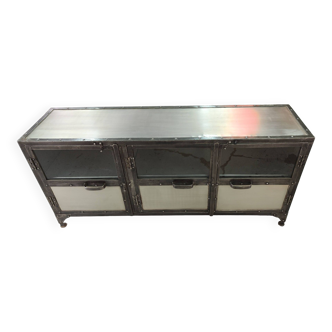 Metal tv stand three doors showcase