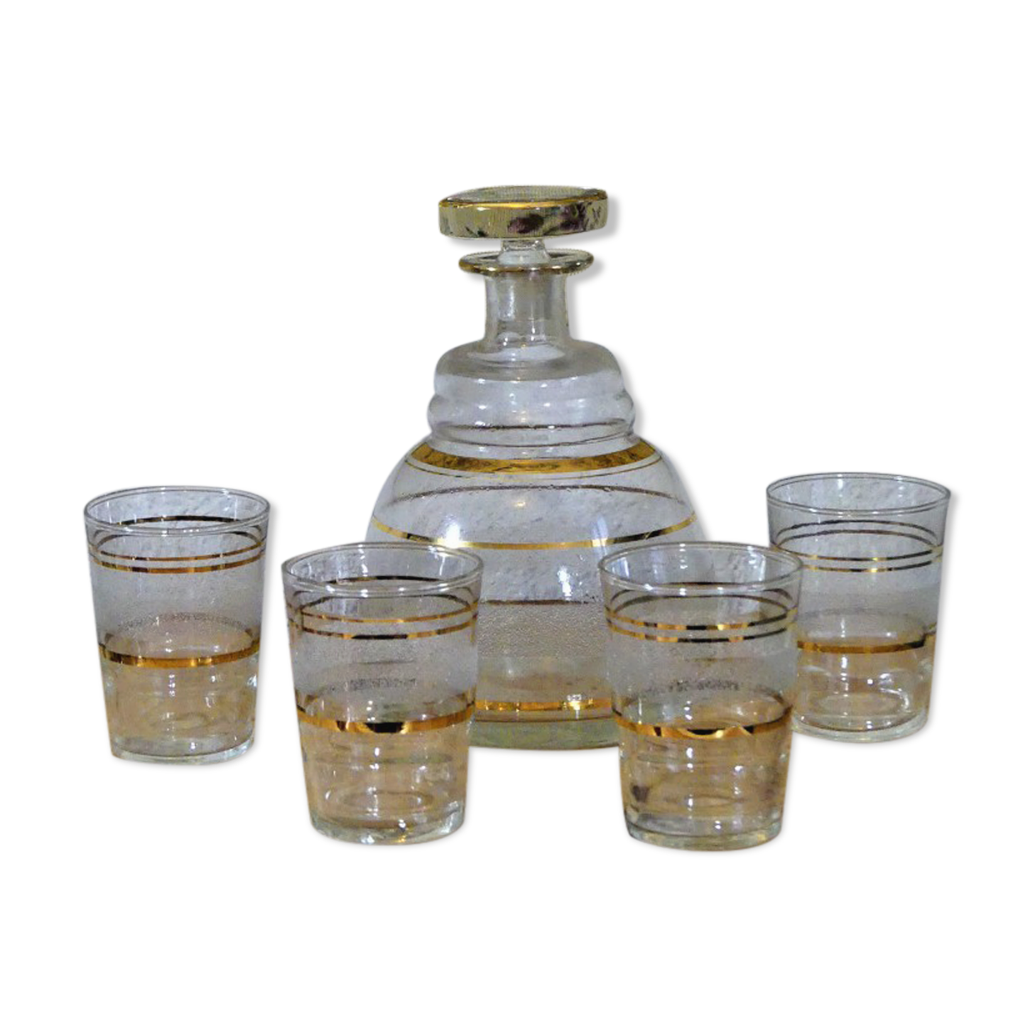 Granite glass liquor service - Carafe and old 50s glasses