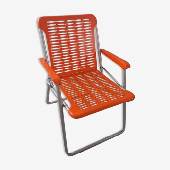 Vintage orange foldable garden armchair Kurz Design (3 armchairs available)
