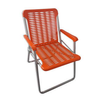 Vintage orange foldable garden armchair Kurz Design (3 armchairs available)