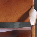 Pair of vintage Per-Olof Scotte "Premier 69" oak armchairs in cognac leather