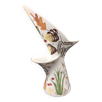 Vintage hand-painted ceramic vase by antonia campi for lavenia, italy