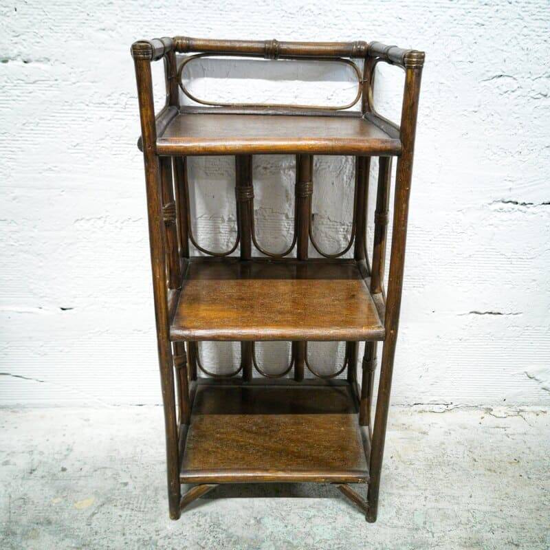 Small rattan and wood shelf