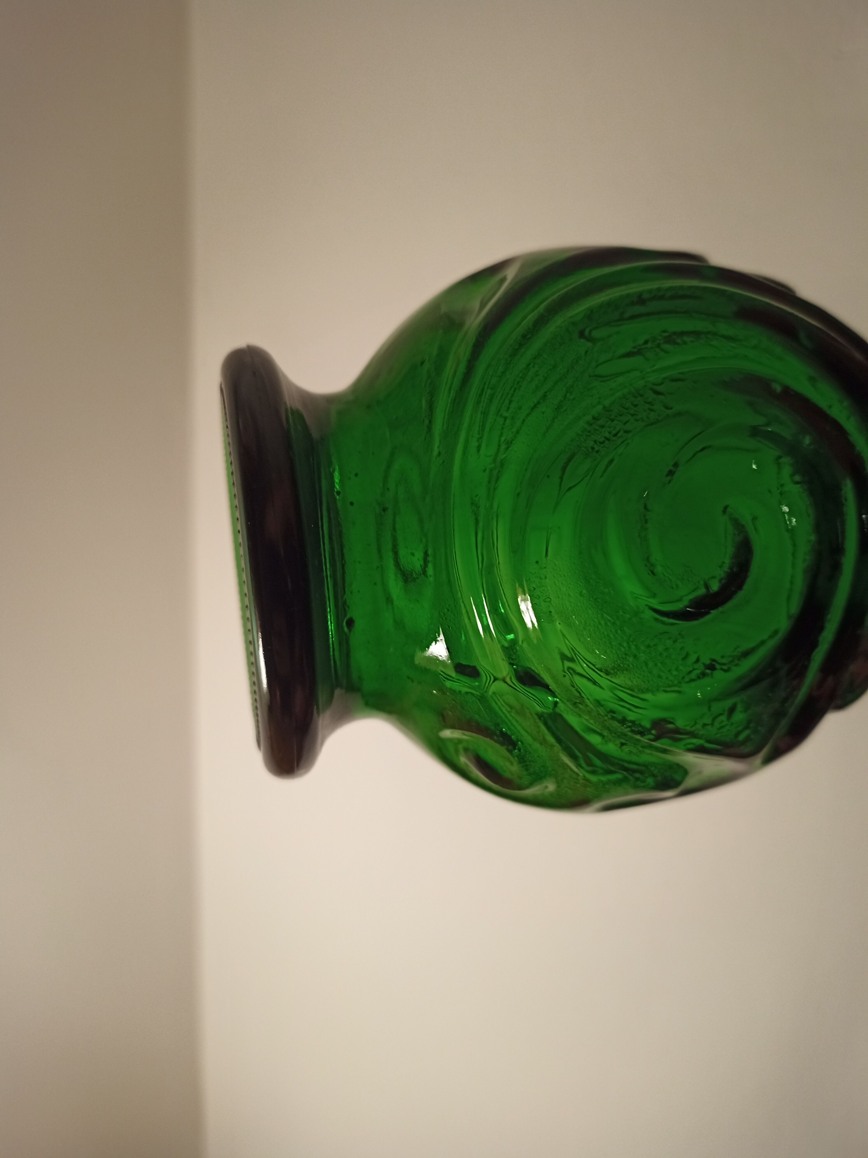 Green moulded glass carafe
