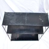 Etagère string moderniste modulable en fer forgé et tôle noir, 1950-1960