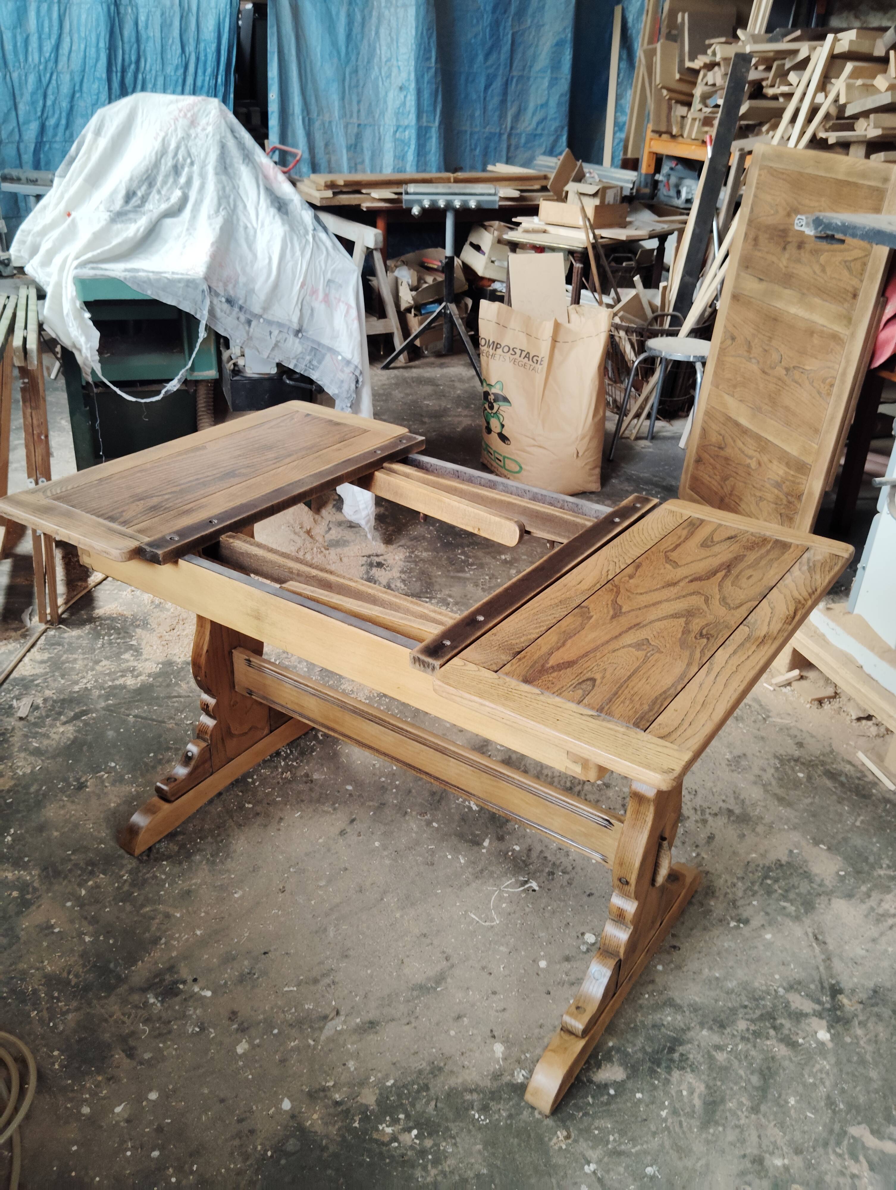 Table bistrot vintage anglaise à rallonges