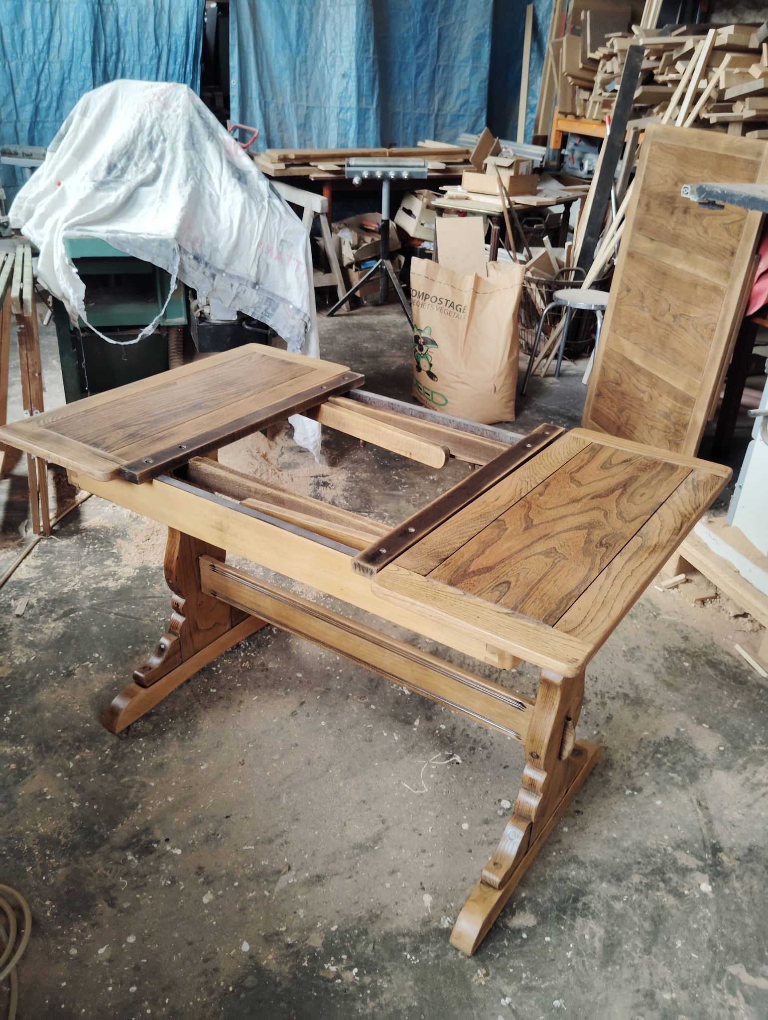 Table bistrot vintage anglaise à rallonges